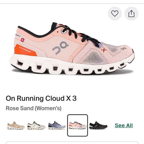 On Running Shoes - NEW!!!On Running Cloud X 3 Women's Running Shoe — Rose Sand with Black Accents